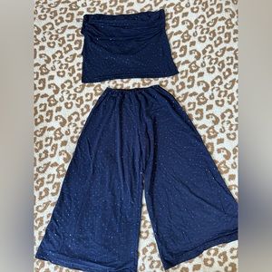 Two piece navy blue lyrical/jazz costume. Size adult small.